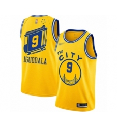 Men's Golden State Warriors #9 Andre Iguodala Authentic Gold Hardwood Classics Basketball Jersey - The City Classic Edition