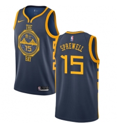 Men's Nike Golden State Warriors #15 Latrell Sprewell Swingman Navy Blue NBA Jersey - City Edition