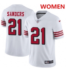 Women's Nike San Francisco 49ers #21 Deion Sanders White Rush Stitched NFL Vapor Untouchable Limited Jersey