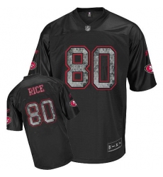 Reebok San Francisco 49ers #80 Jerry Rice Premier EQT Sideline Black United Throwback NFL Jersey