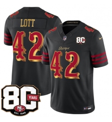 Men's San Francisco 49ers #42 Ronnie Lott Black 80th Anniversary“Rivalries” 2026 F.U.S.E. Vapor Untouchable Limited Football Stitched Jersey