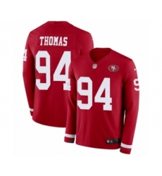 Men's Nike San Francisco 49ers #94 Solomon Thomas Limited Red Therma Long Sleeve NFL Jersey
