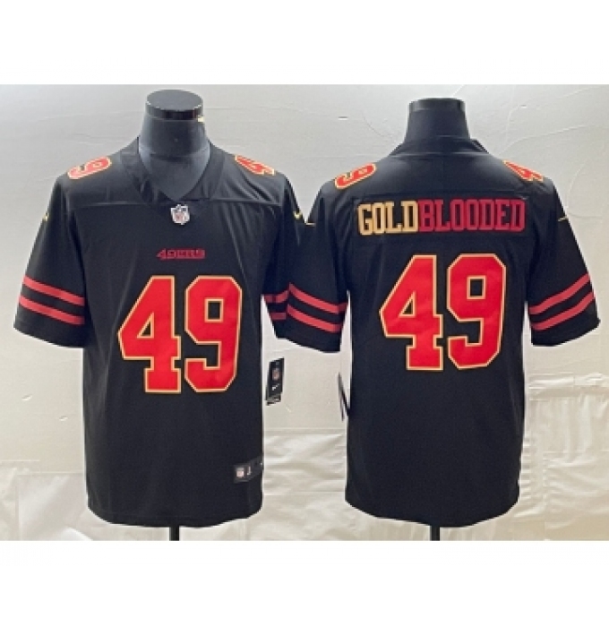 Men's Nike San Francisco 49ers #49 Gold Blooded Black 2022 Vapor Stitched Limited Jersey