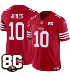 Men's San Francisco 49ers #10 Mac Jones Red 80th Anniversary 2026 F.U.S.E. Vapor Untouchable Limited Football Stitched Jersey