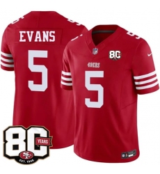 Men's San Francisco 49ers #5 Mike Evans Red 80th Anniversary 2026 F.U.S.E. Vapor Untouchable Limited Football Stitched Jersey