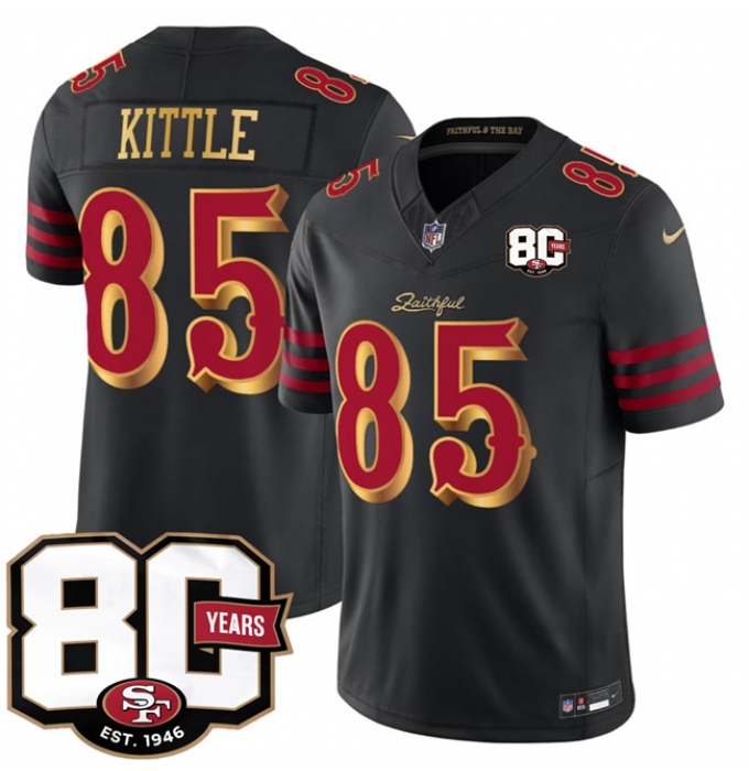 Men's San Francisco 49ers #85 George kittle Black 80th Anniversary“Rivalries” 2026 F.U.S.E. Vapor Untouchable Limited Football Stitched Jersey