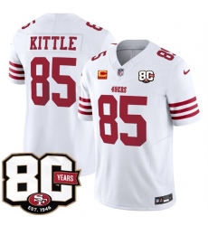 Men's San Francisco 49ers #85 George kittle White 80th Anniversary And 4-Star C 2026 F.U.S.E. Vapor Untouchable Limited Football Stitched Jersey
