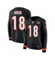 Women's Nike Cincinnati Bengals #18 A.J. Green Limited Black Therma Long Sleeve NFL Jersey