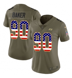 Women's Nike Tampa Bay Buccaneers #90 Chris Baker Limited Olive/USA Flag 2017 Salute to Service NFL Jersey