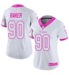 Women's Nike Tampa Bay Buccaneers #90 Chris Baker Limited White/Pink Rush Fashion NFL Jersey