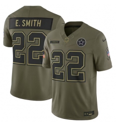 Men's Dallas Cowboys #22 Emmitt Smith Olive 2025 Salute to Service Limited Football Stitched Jersey