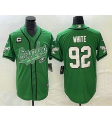Men's Nike Philadelphia Eagles #92 Reggie White Green C Cool Base Stitched Baseball Jersey