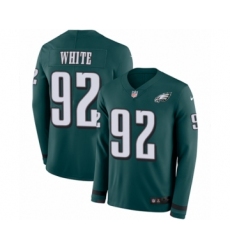 Men's Nike Philadelphia Eagles #92 Reggie White Limited Green Therma Long Sleeve NFL Jersey