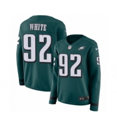 Women's Nike Philadelphia Eagles #92 Reggie White Limited Green Therma Long Sleeve NFL Jersey