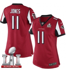 Women's Nike Atlanta Falcons #11 Julio Jones Elite Red Team Color Super Bowl LI 51 NFL Jersey