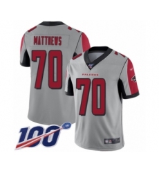 Youth Atlanta Falcons #70 Jake Matthews Limited Silver Inverted Legend 100th Season Football Jersey
