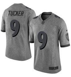 Men's Nike Baltimore Ravens #9 Justin Tucker Limited Gray Gridiron NFL Jersey