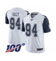 Men's Dallas Cowboys #94 Charles Haley Limited White Rush Vapor Untouchable 100th Season Football Jersey
