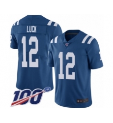 Youth Nike Indianapolis Colts #12 Andrew Luck Royal Blue Team Color Vapor Untouchable Limited Player 100th Season NFL Jersey