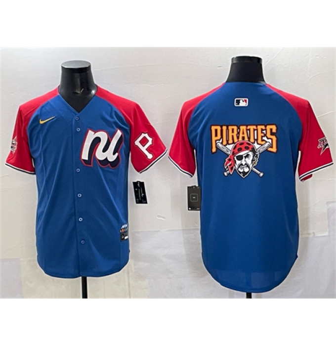 Men's National League Pittsburgh Pirates Team Big Logo Blue Red Alternate 2025 All-Star Edition Limited Stitched Baseball Jersey