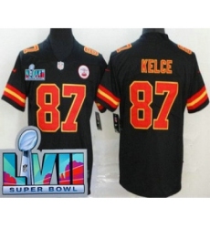 Men's Kansas City Chiefs #87 Travis Kelce Limited Black Super Bowl LVII Vapor Jersey