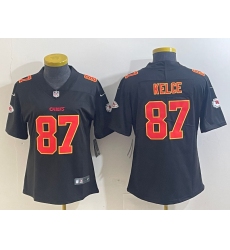 Women's Kansas City Chiefs #87 Travis Kelce Black Fashion Vapor Limited Stitched Jersey